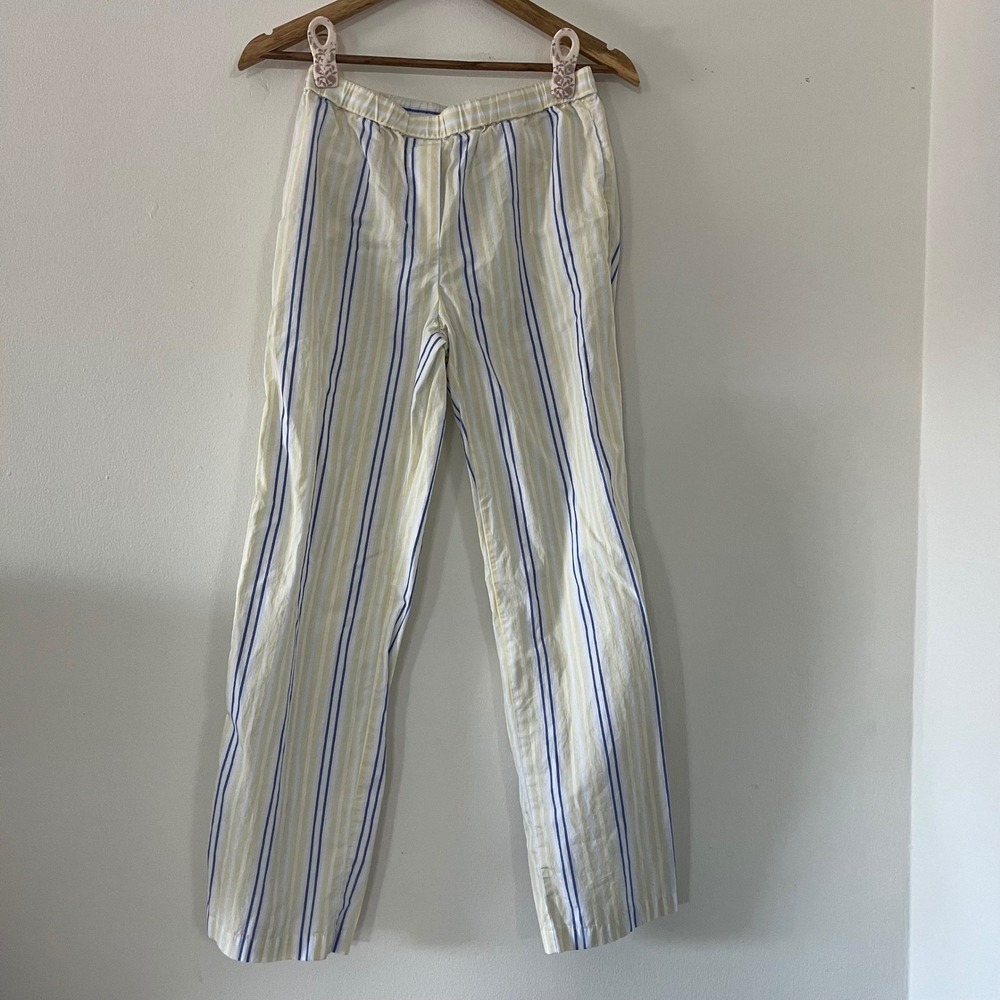 Aritzia Wilfred Blue Yellow Stripe Pants Cotton Coquette Girl Euro Summer XS